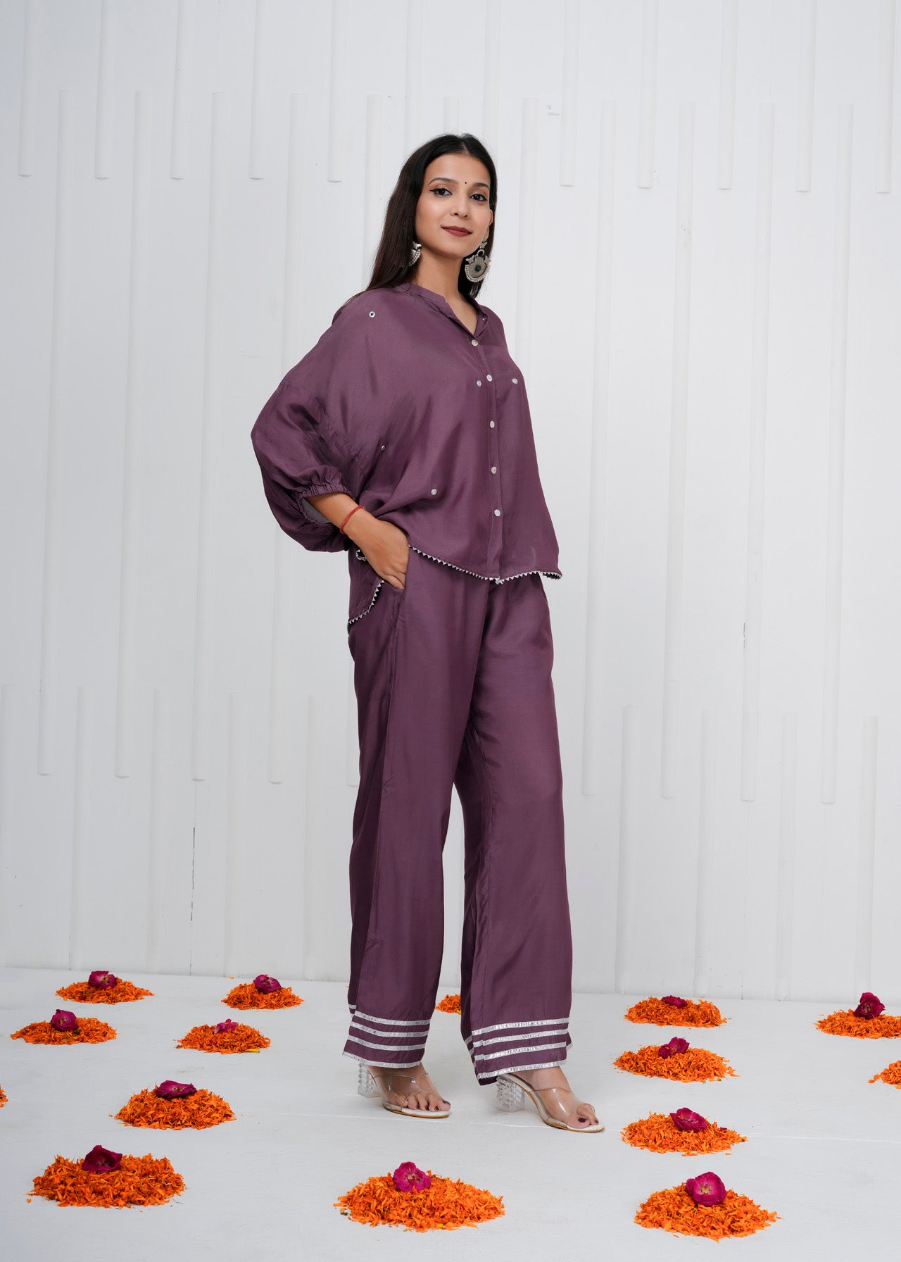 Glow Purple Muslin Co-ord Set