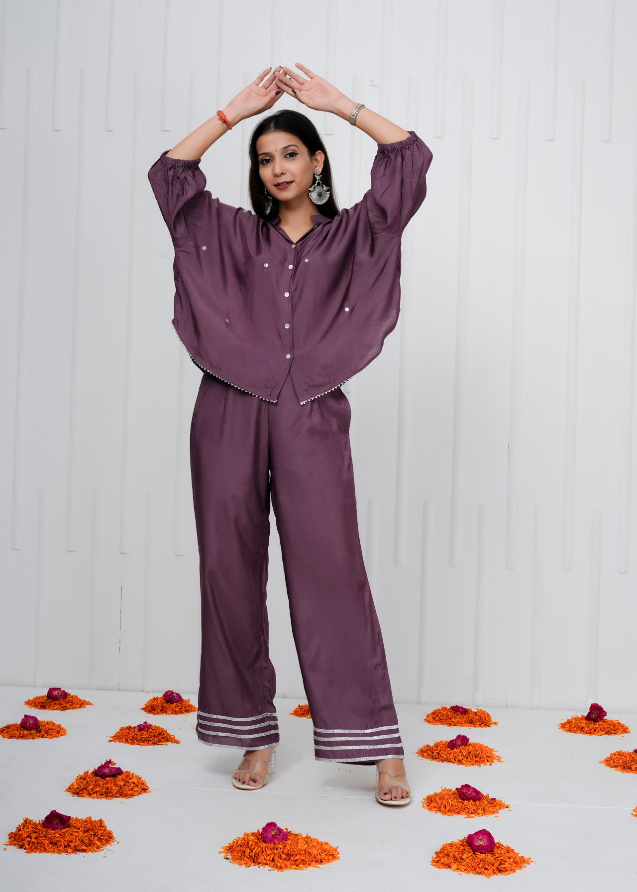 Glow Purple Muslin Co-ord Set