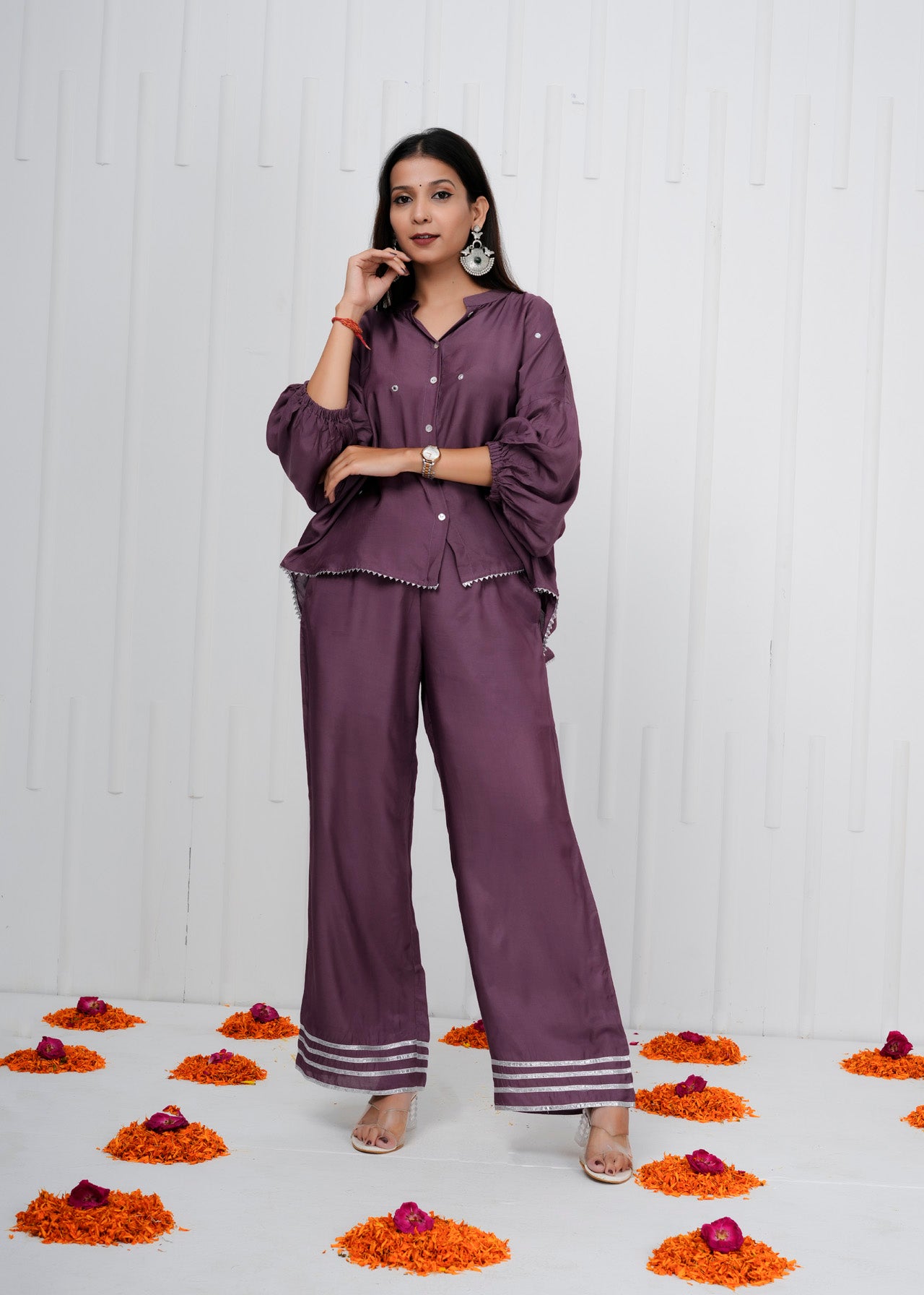 Glow Purple Muslin Co-ord Set
