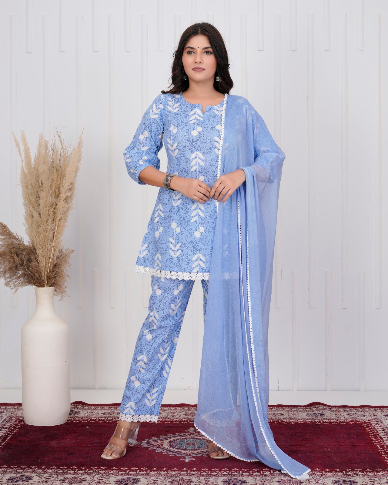 Sky blue Cotton kurta Set