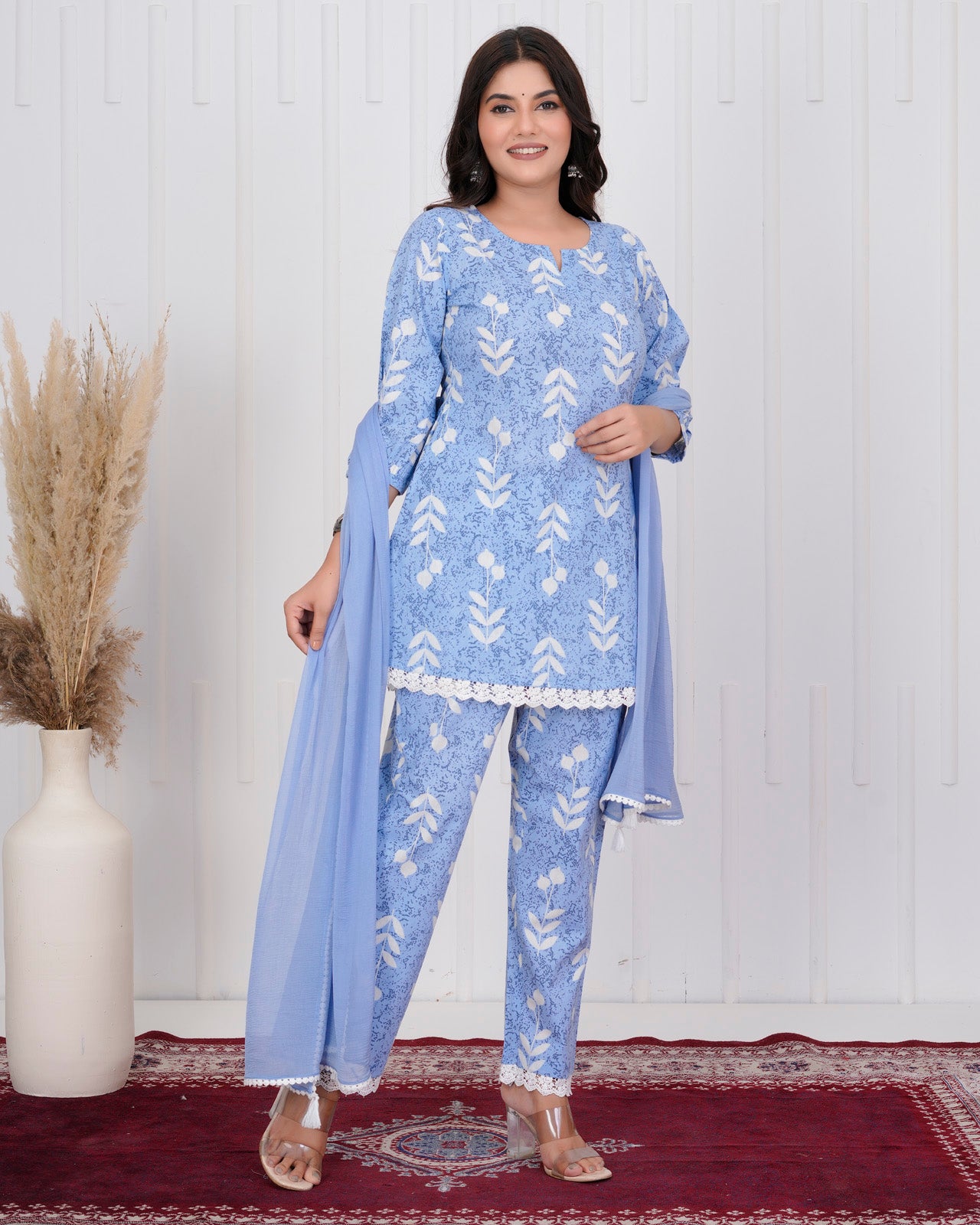 Sky blue Cotton kurta Set