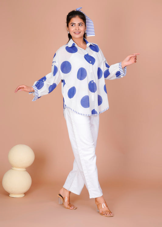 BLUE POLKA ANTI-FIT SHIRT
