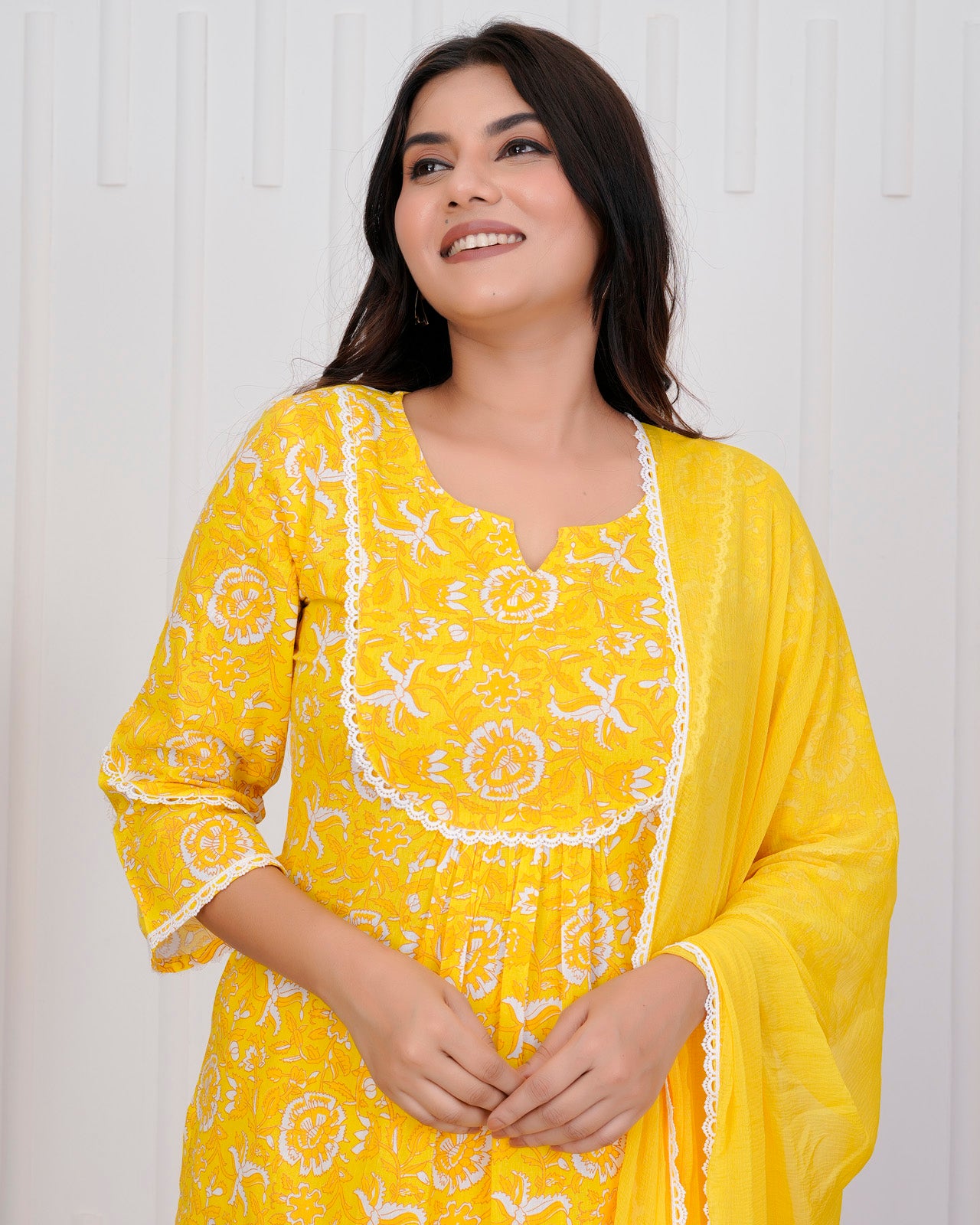 Yellow  Cotton kurta Set