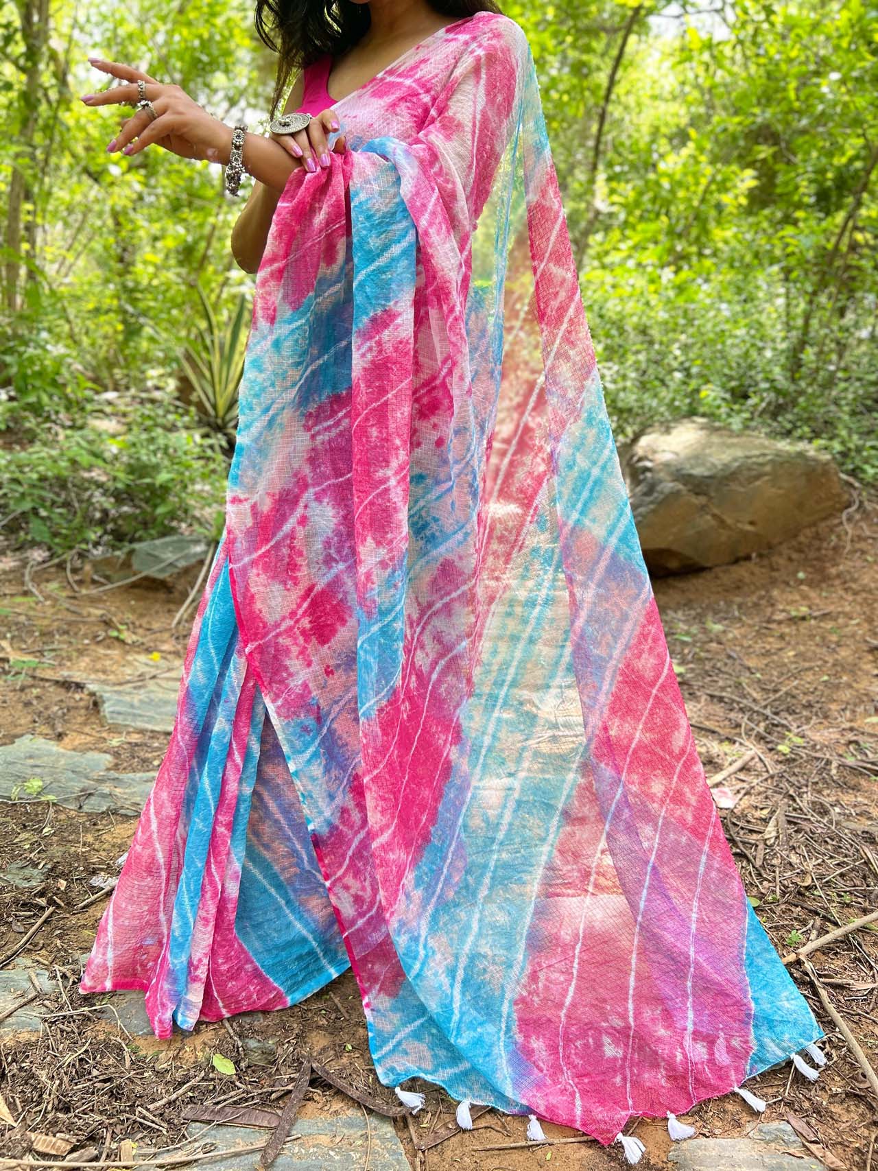 SKY BLUE kota doriya tie&dye saree