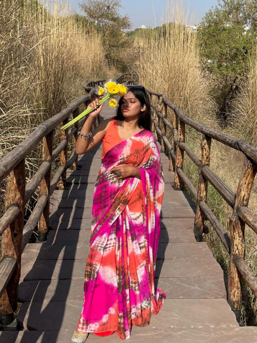 Multicolour tie&dye saree