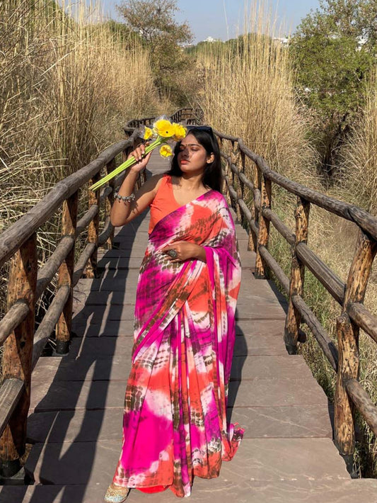 Multicolour tie&dye saree