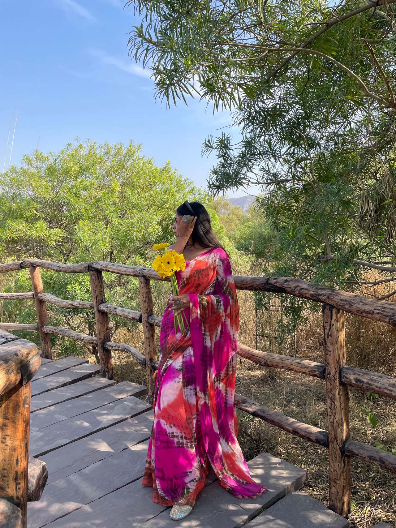 Multicolour tie&dye saree