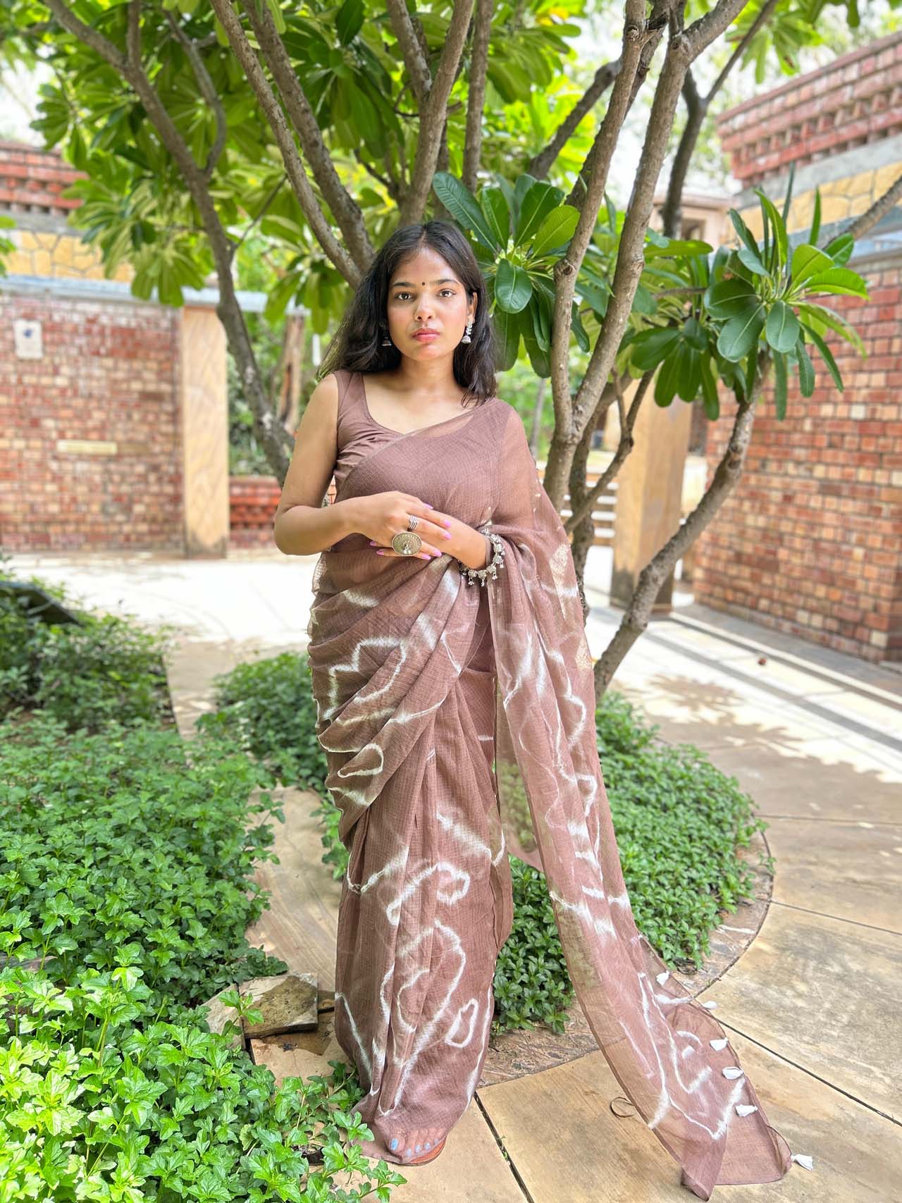 BROWN  KOTA DORIYA tie&dye saree