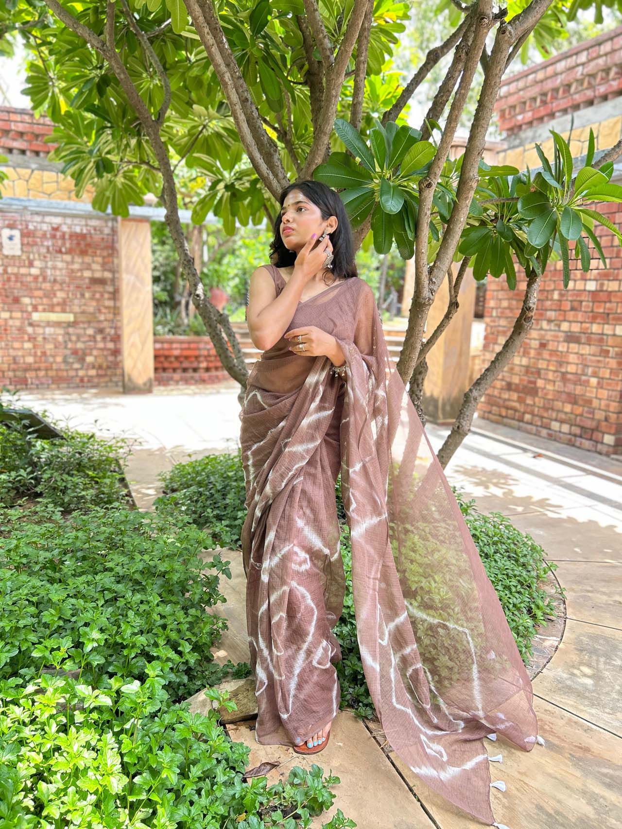 BROWN  KOTA DORIYA tie&dye saree