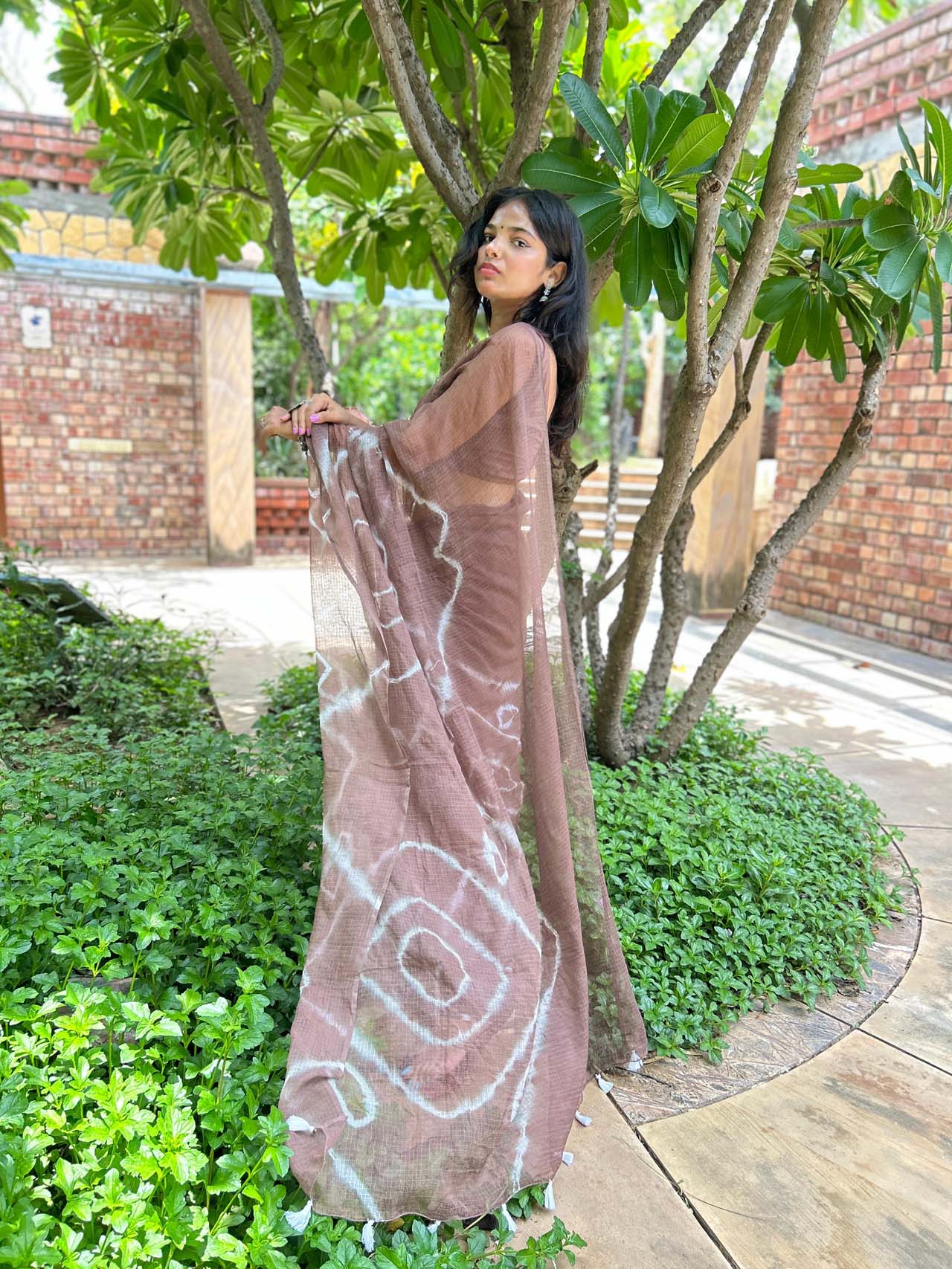 BROWN  KOTA DORIYA tie&dye saree