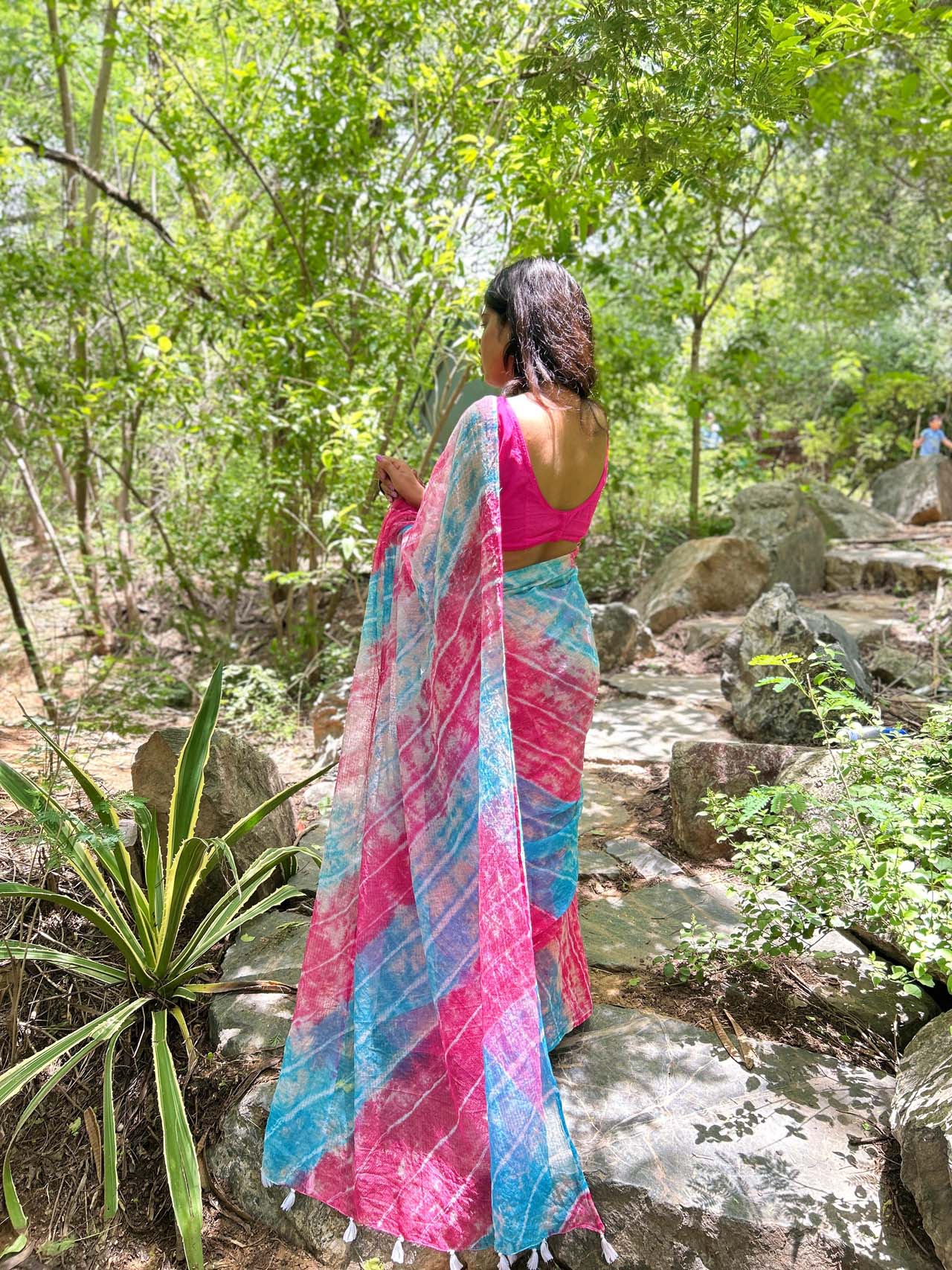 SKY BLUE kota doriya tie&dye saree